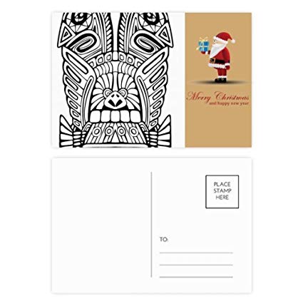 425x425 indian abstract totem line drawing pole face santa - Thanks Drawing