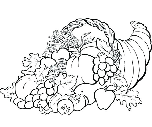 600x500 Cornucopia Coloring - Thanksgiving Cornucopia Drawing