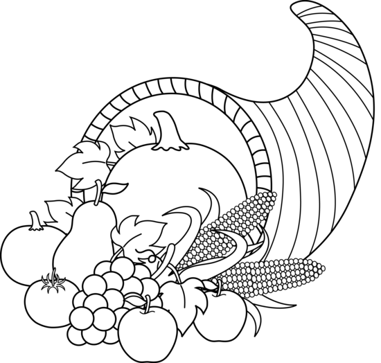 550x524 Harvest Cornucopia Line Art - Thanksgiving Cornucopia Drawing