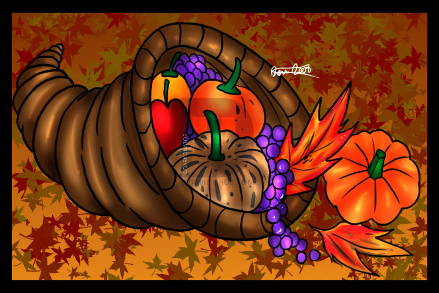 900x600 How To Draw A Cornucopia, Step - Thanksgiving Cornucopia Drawing