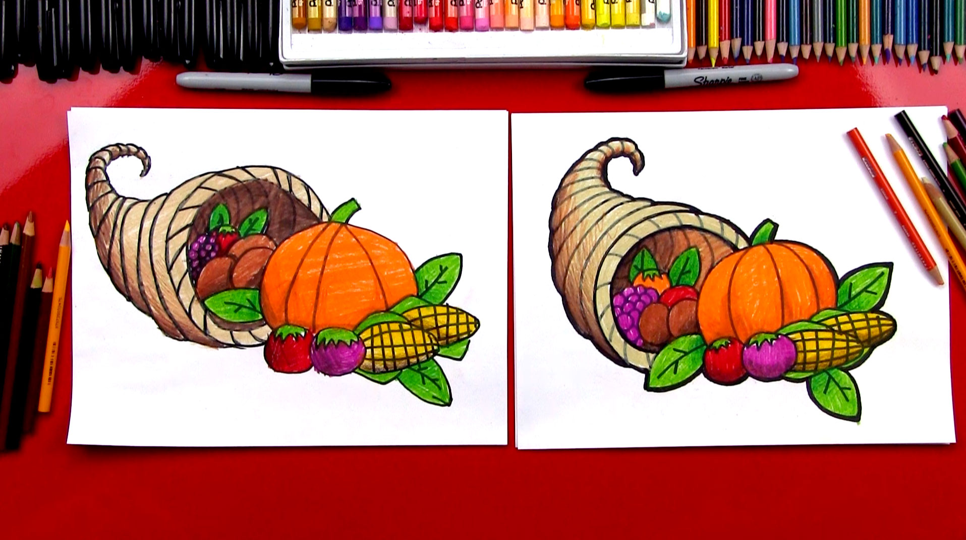 1915x1072 How To Draw A Cornucopia - Thanksgiving Cornucopia Drawing