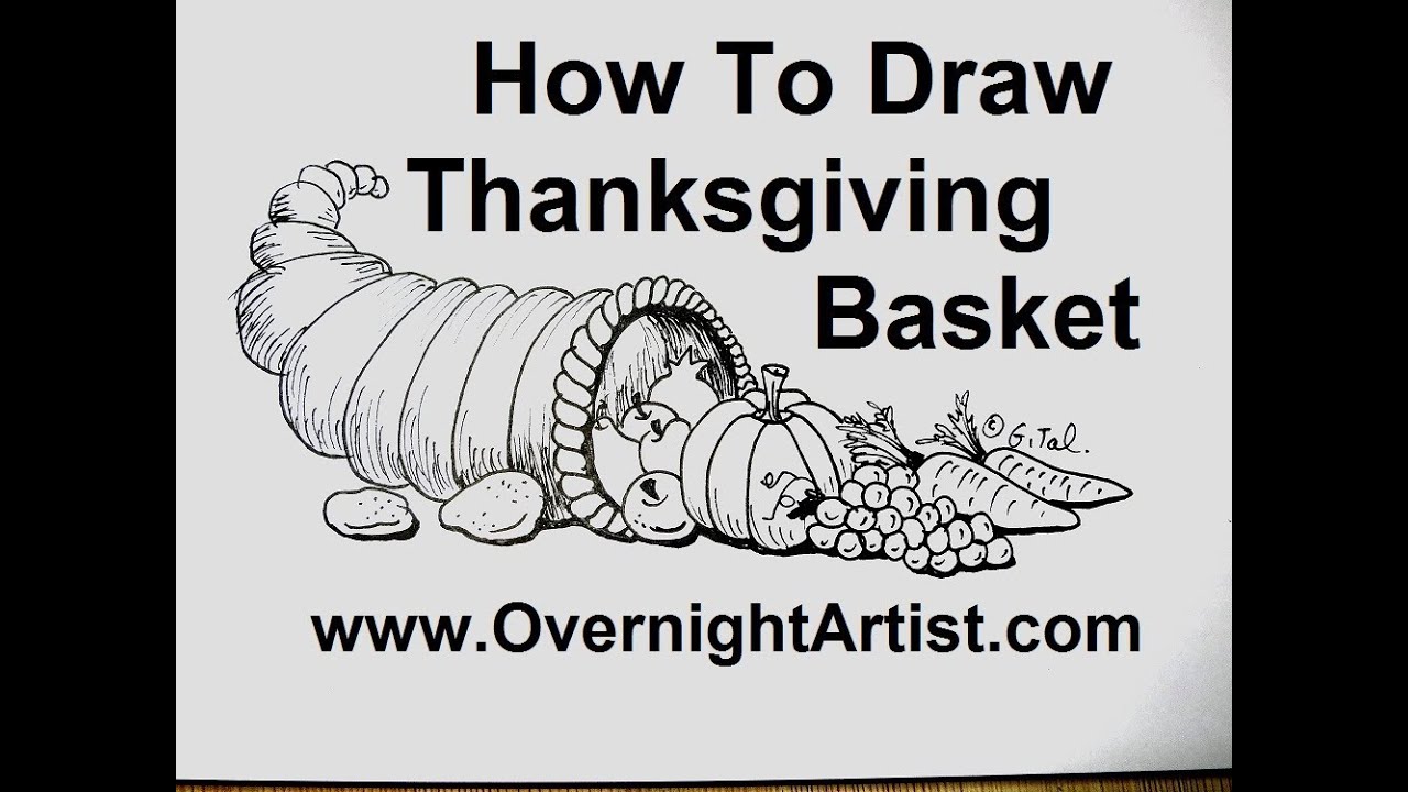 1280x720 How To Draw Thanksgiving Stuff - Thanksgiving Cornucopia Drawing