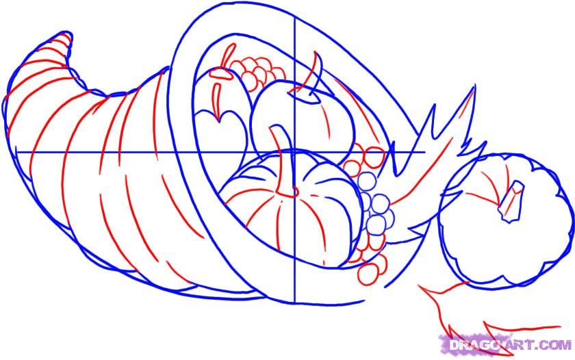 840x526 How To Draw A Cornucopia Elementary Holiday Fun Drawings - Thanksgiving Cornucopia Drawing