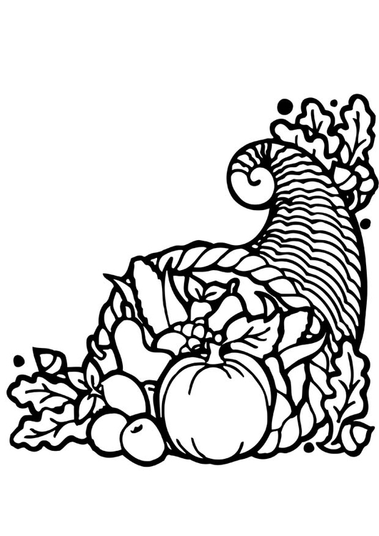 531x750 Coloring - Thanksgiving Cornucopia Drawing
