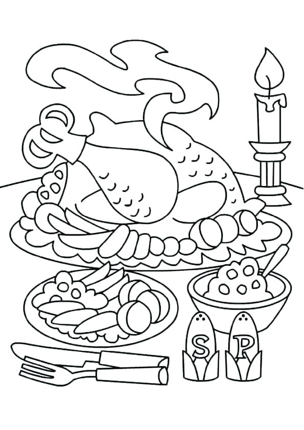 595x842 thanksgiving drawing meal for free download - Thanksgiving Dinner Drawing