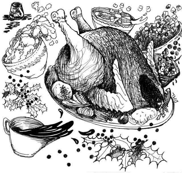 Thanksgiving Dinner Drawing At PaintingValley.com | Explore Collection ...