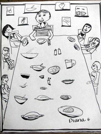 341x450 delightful! thanksgiving dinner drawing! - Thanksgiving Dinner Drawing