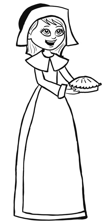 400x848 how to draw cartoon pilgrim girl for thanksgiving step - Thanksgiving Drawing Pictures