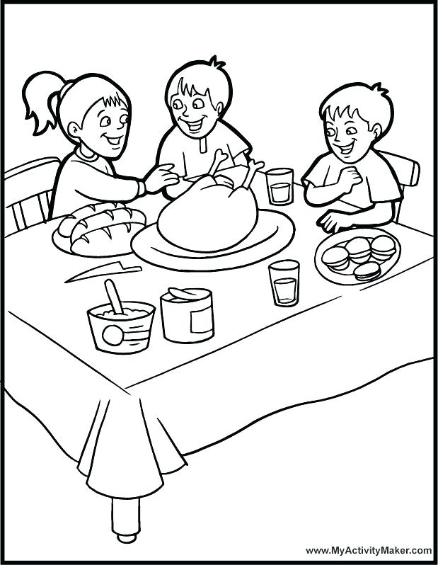 619x798 thanksgiving dinner coloring pages drawing drawings pictures free - Thanksgiving Feast Drawing