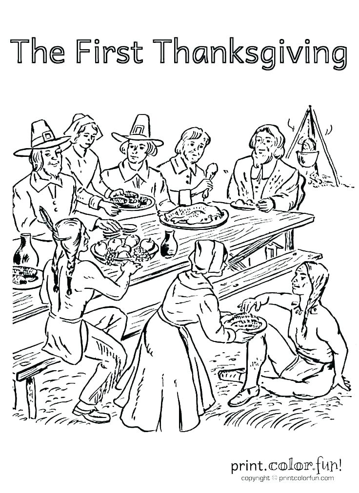 736x1012 thanksgiving feast coloring pages dinner first sketch - Thanksgiving Feast Drawing