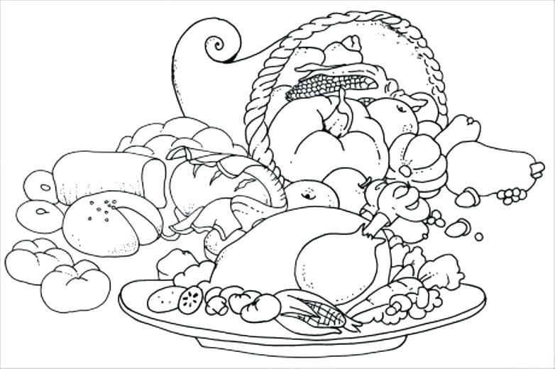782x520 coloring pages for thanksgiving feast - Thanksgiving Feast Drawing