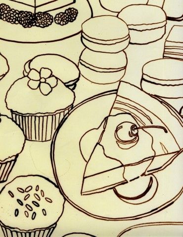 370x480 Thiebaud Contour Line, Fill The Frame Food Drawings Thanksgiving - Thanksgiving Food Drawing