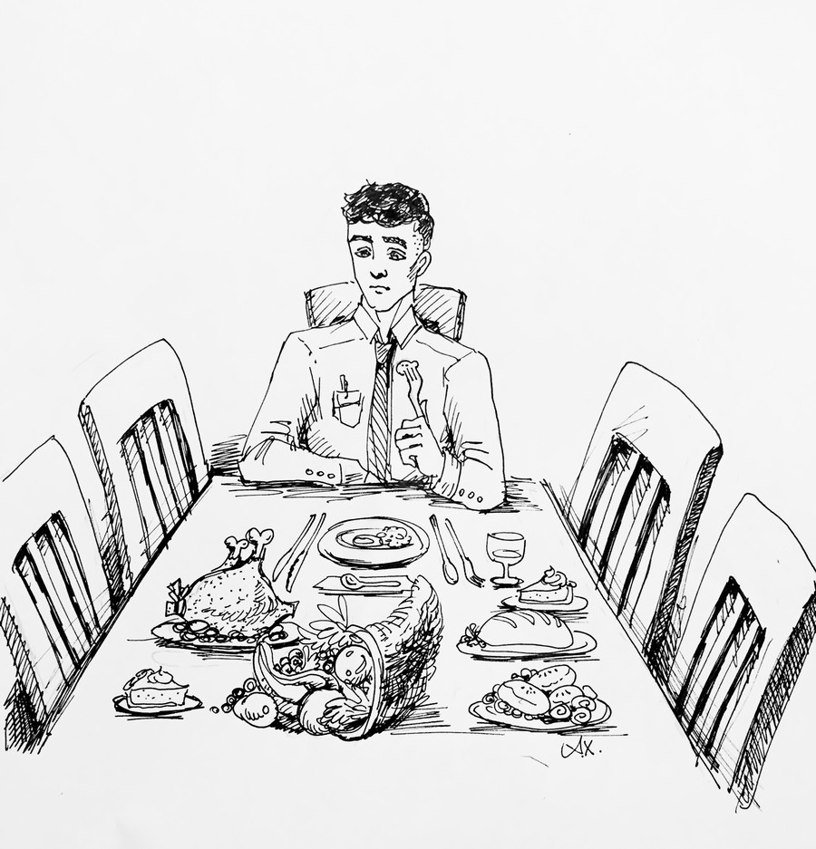 900x937 Empty Chairs - Thanksgiving Table Drawing