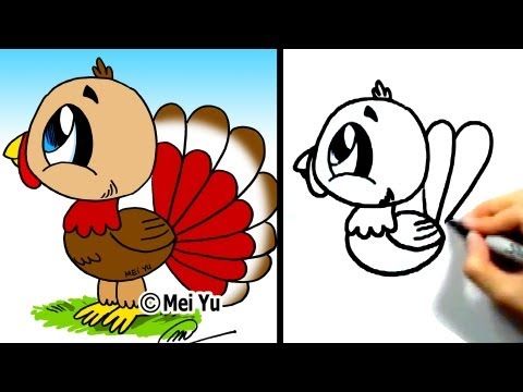 480x360 how to draw a cartoon turkey recipe holiday ideas - Thanksgiving Turkey Drawing