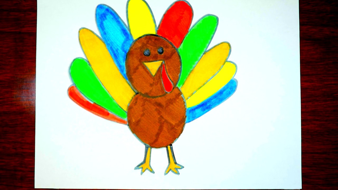 1280x720 thanksgiving turkey drawing for kids colorful thanksgiving - Thanksgiving Turkey Drawing