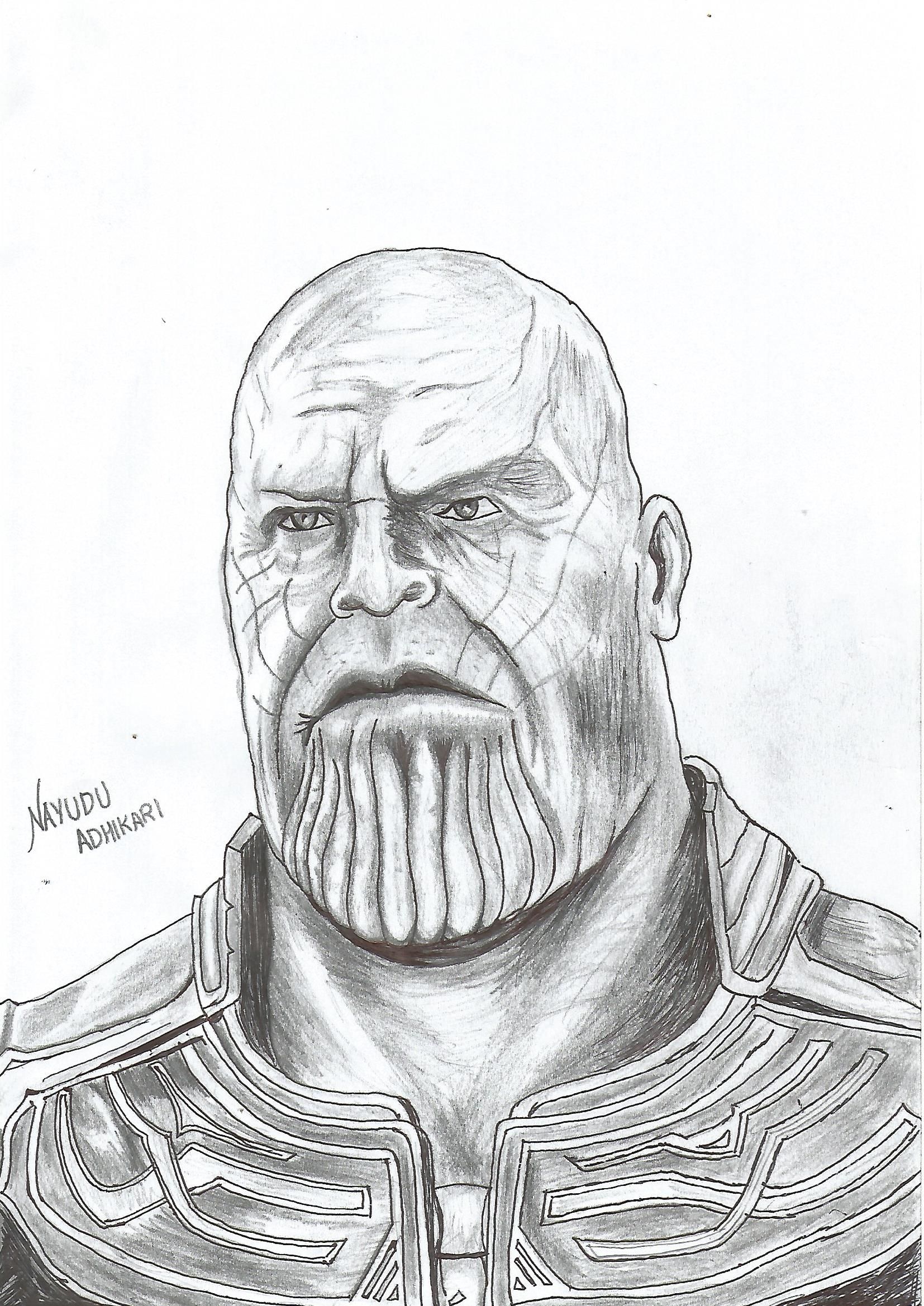 1654x2338 Thanos Drawing Infinity War - Thanos Drawing