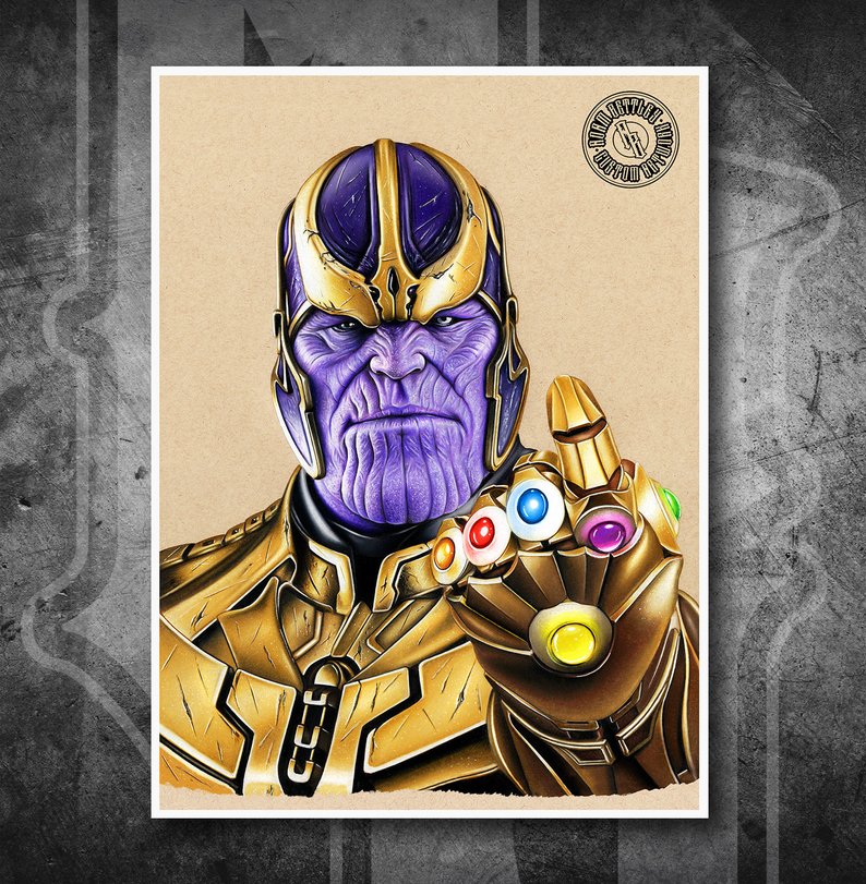 794x811 Thanos Fine Art Print Hand Drawing Etsy - Thanos Drawing