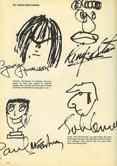 400x568 the beatles draw each other! george - The Beatles Drawing