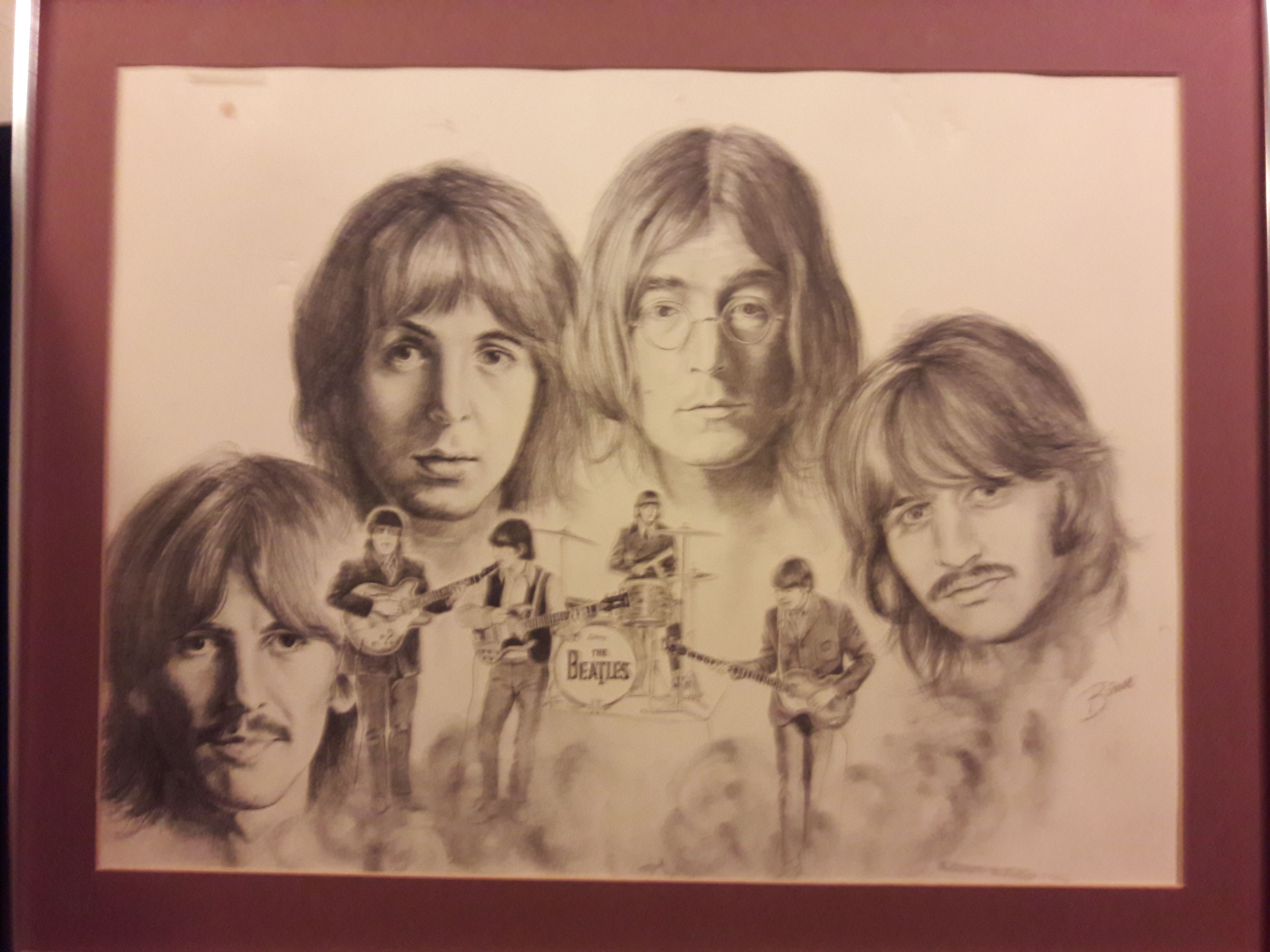 4128x3096 vintage graphite pencil drawing of the beatles portraits - The Beatles Drawing