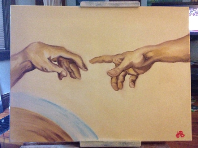 640x478 How To Fingerpaint The Creation Of Adam - The Creation Of Adam Drawing