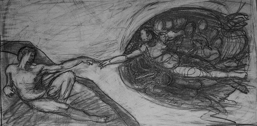 900x443 The Creation Of Adam Quick Sketch Drawing - The Creation Of Adam Drawing