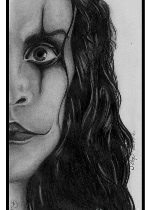 500x700 brandon lee the crow original pencil drawing greeting card - The Crow Drawing