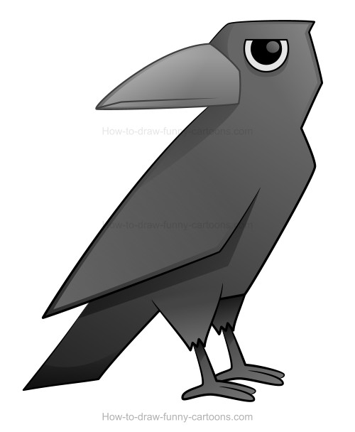 500x608 how to draw a cartoon crow - The Crow Drawing