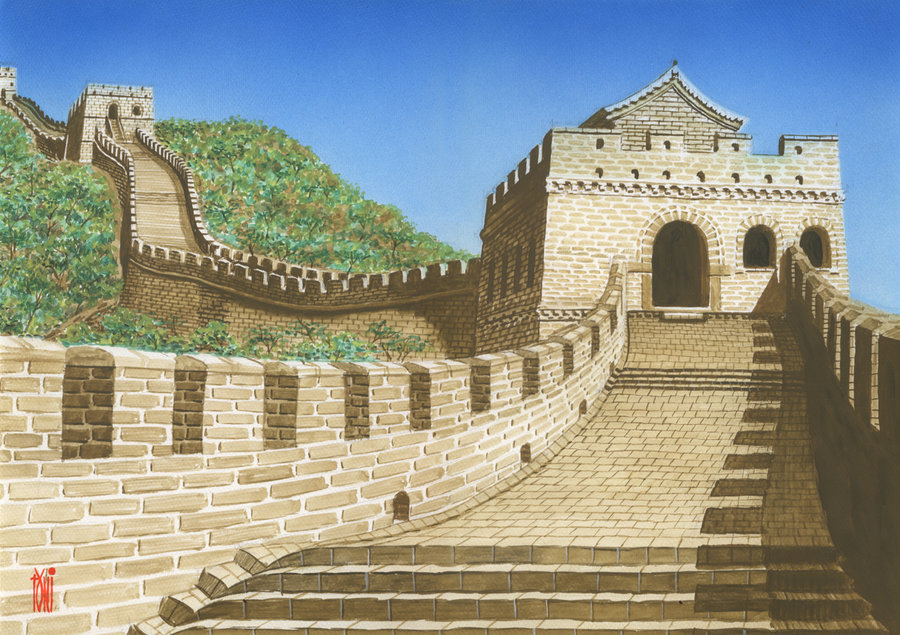 900x635 great wall of china drawing wallpapers - The Great Wall Of China Drawing