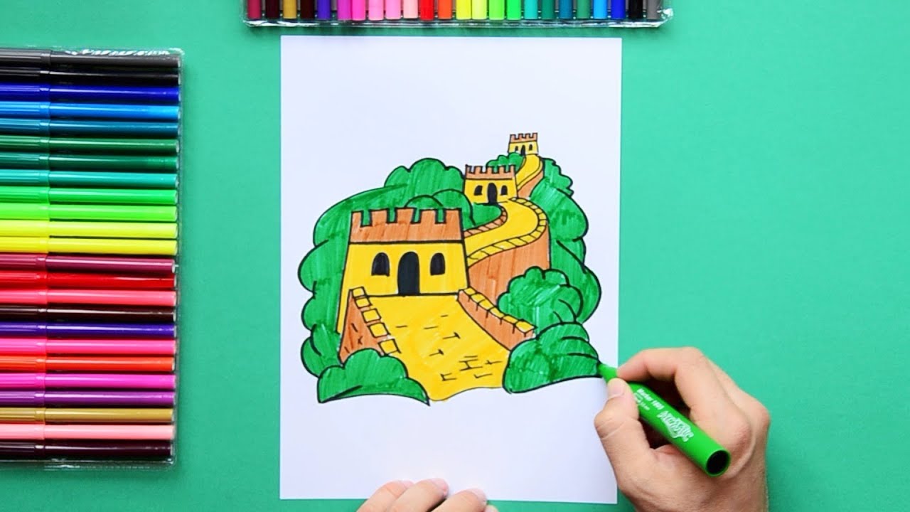 1280x720 how to draw the great wall of china - The Great Wall Of China Drawing