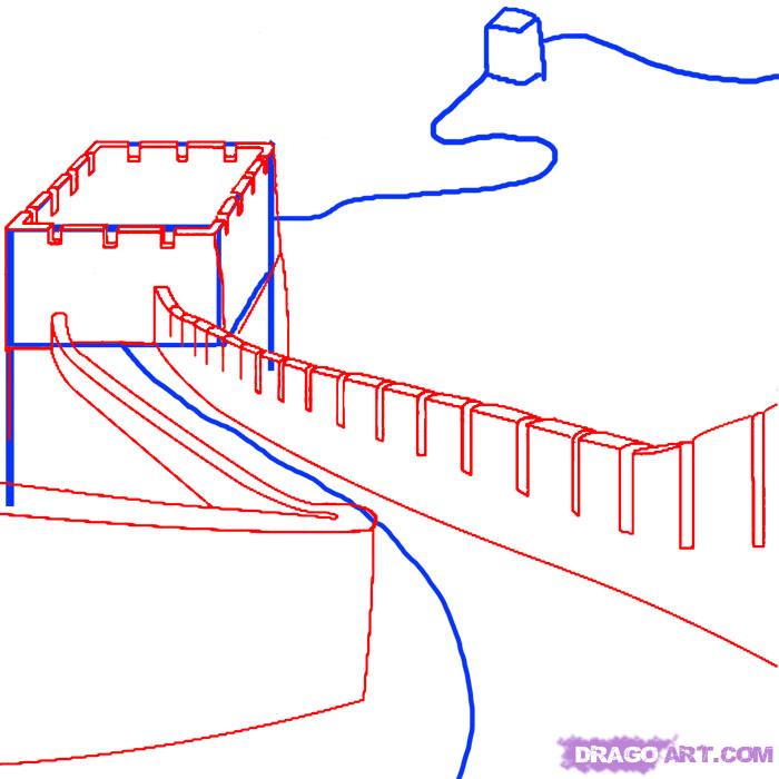 700x700 draw the great wall of china, step - The Great Wall Of China Drawing