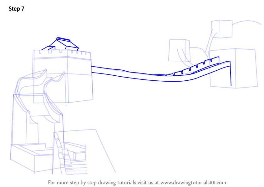 844x598 learn how to draw great wall of china - The Great Wall Of China Drawing Steps