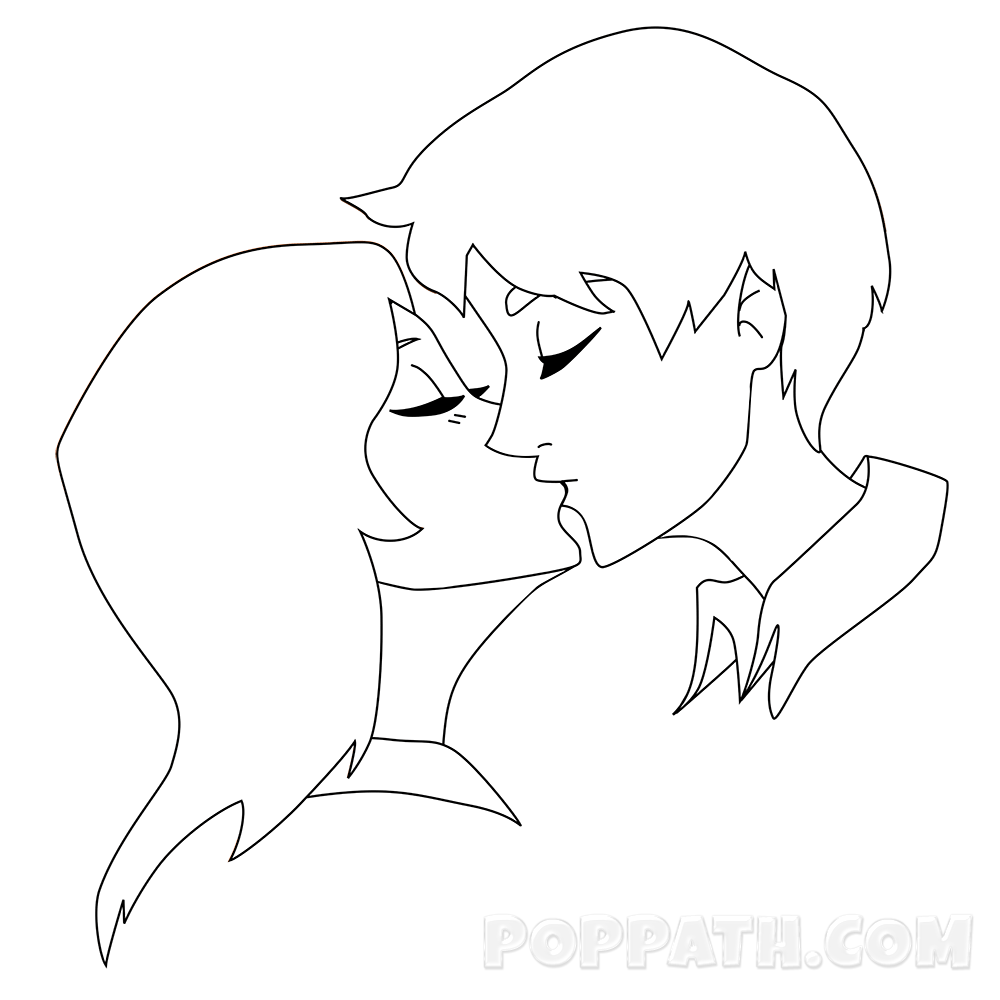 1000x1000 How To Draw A Kissing Couple Pop Path - The Kiss Drawing