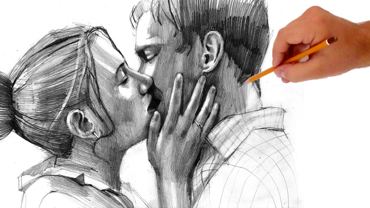 1280x720 How To Draw Kissing People - The Kiss Drawing