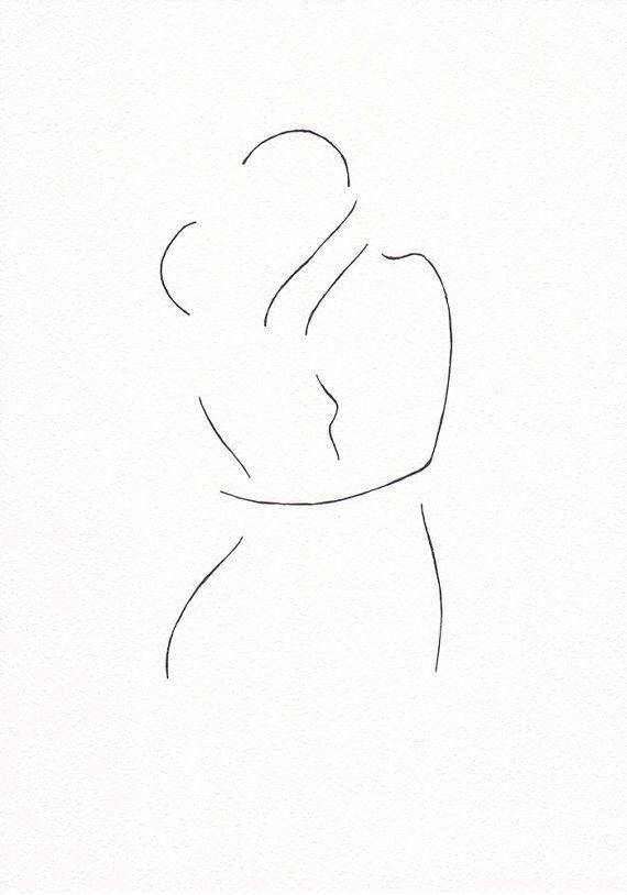 570x814 minimalist kiss drawing original line art illustration - The Kiss Drawing