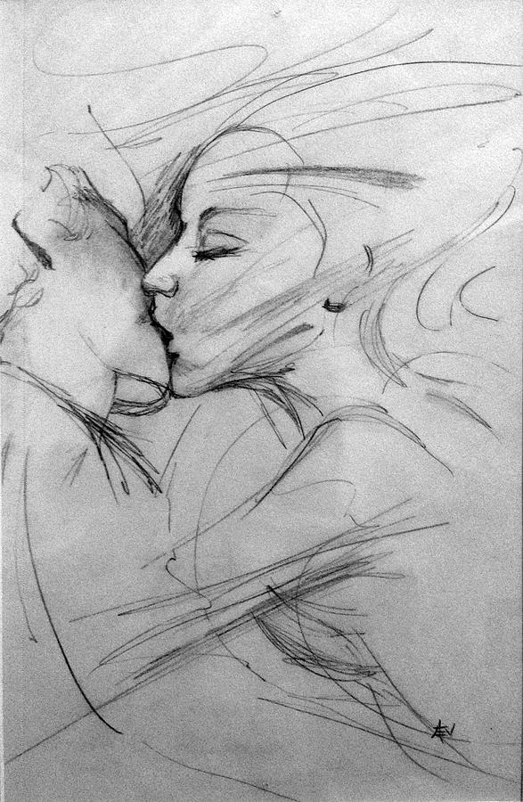 587x900 sketch of a kiss drawing - The Kiss Drawing