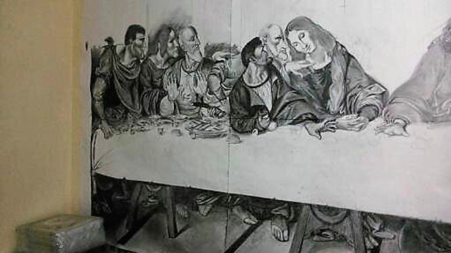 640x359 wilson omullo artwork the last supper original drawing charcoal - The Last Supper Drawing