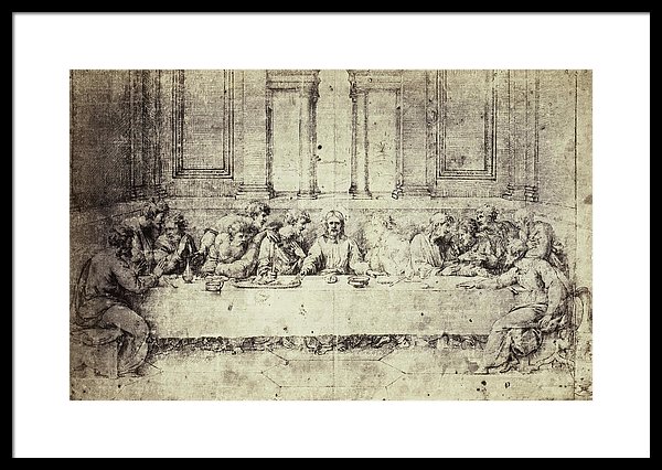 600x426 Drawing Raphael From Windsor Castle, The Last Supper Framed Print - The Last Supper Drawing
