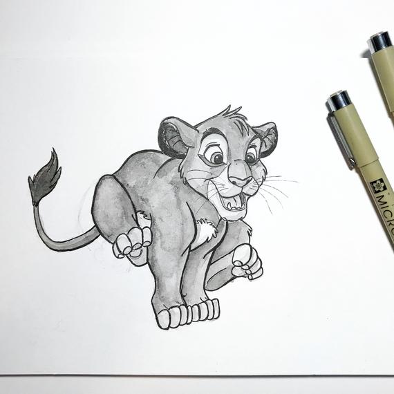 570x570 Young Simba The Lion King Disney Fan Art Drawing Hakuna Etsy - The Lion King Simba Drawing