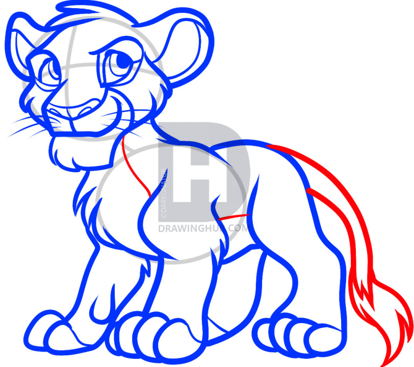 812x720 How To Draw Simba From The Lion King, Step - The Lion King Simba Drawing