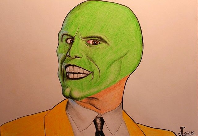 640x441 the mask, my art, drawing of jim carrey green in mask - The Mask Drawing