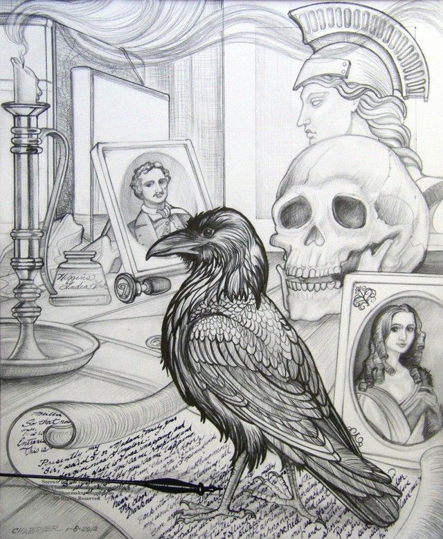 640x778 the raven was a poem poe wrote leggettguthrie raven art - The Raven Drawing