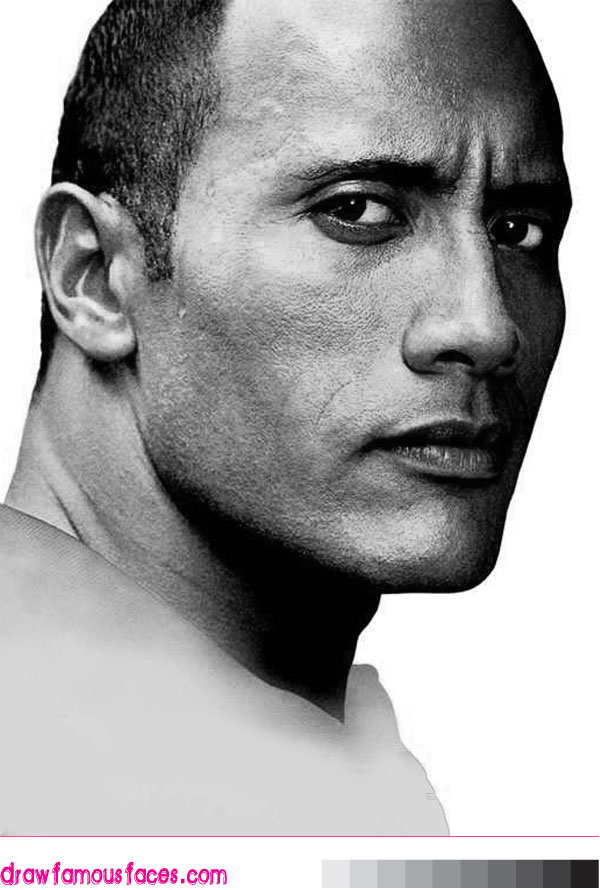 600x890 How To Draw Dwayne Johnson Aka The Rock Draw Famous Faces - The Rock Drawing