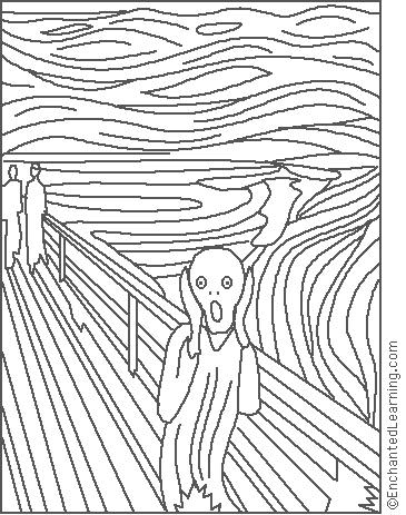 365x463 edvard munch the scream coloring page - The Scream Drawing