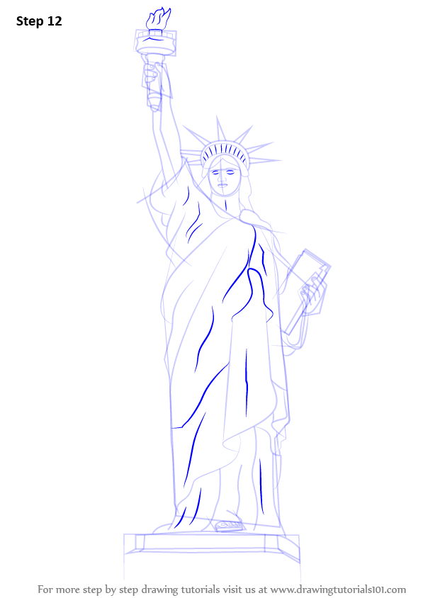 597x844 Learn How To Draw Statue Of Liberty - The Statue Of Liberty Drawing