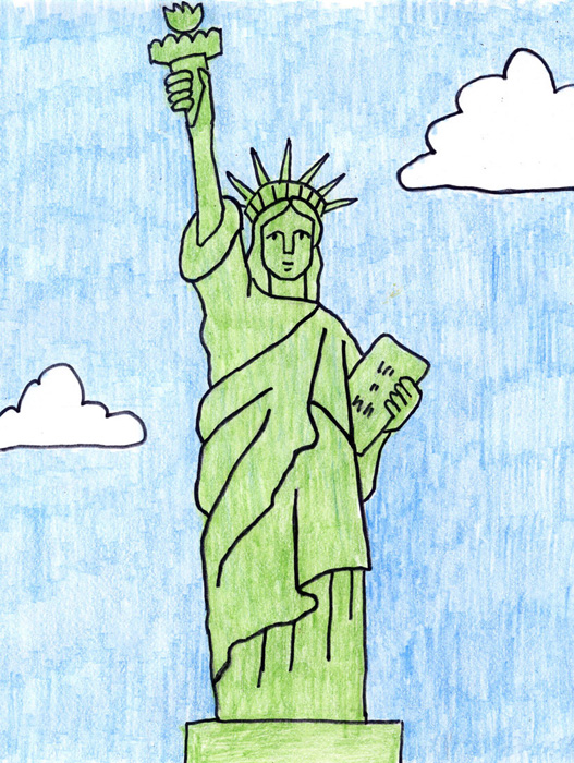 527x700 statue of liberty grades art projects for kids - The Statue Of Liberty Drawing
