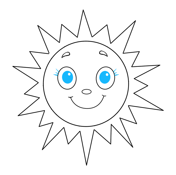 680x678 How To Draw A Smiling Sun - The Sun Drawing