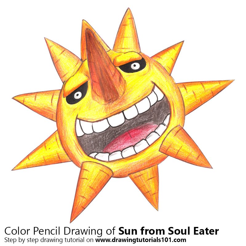 800x800 sun from soul eater colored pencils - The Sun Drawing