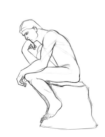 366x480 The Thinker Statue - The Thinker Drawing