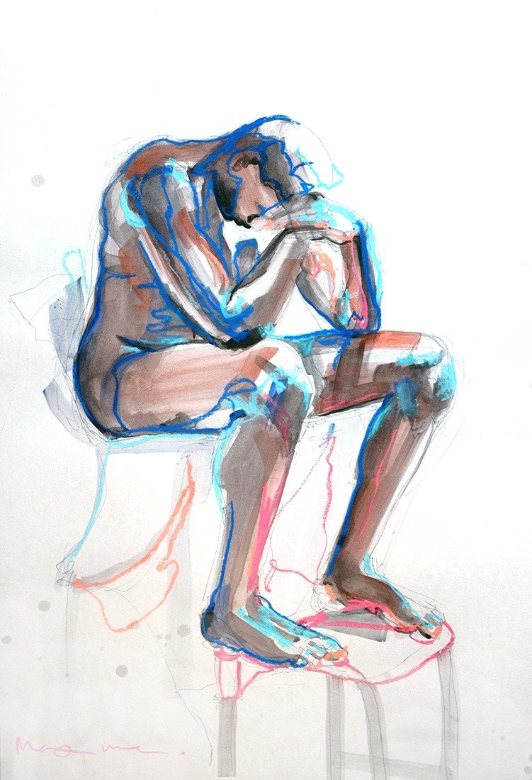 751x1100 The Thinker Drawing - The Thinker Drawing