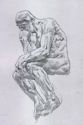 165x250 The Thinker Drawing - The Thinker Drawing